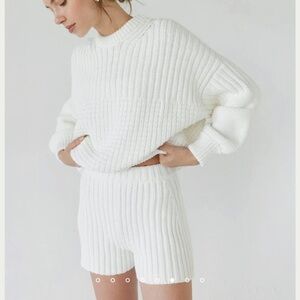 The Knotty Ones off-white sweater and shorts set